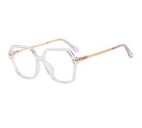 JUJNTNT Oversized Geometric Glasses Retro Hexagon Clear Lens Eyeglasses Frame with Trendy Slim Metal Temples for Women Men,