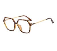 JUJNTNT Oversized Geometric Glasses Retro Hexagon Clear Lens Eyeglasses Frame with Trendy Slim Metal Temples for Women Men,
