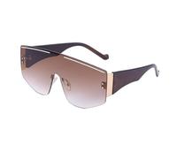 JUJNTNT Oversized Rimless Shield Sunglasses - Hollow Carved Gradient Lens PC Temple Lightweight Eyewear for Fashion Outdoor,C1,One size