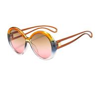 JUJNTNT Oversized Round Sunglasses for Women Retro Big Frame Sun Glasses with Unique Hollow Temples UV400 Protection Stylis