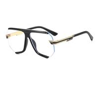 JUJNTNT Oversized Shield Glasses Retro Flat Top Clear Lens Eyeglasses Rimless Frame Fashion Spectacles with Stylish Metal T