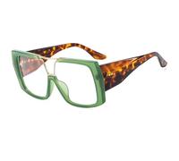 JUJNTNT Oversized Square Glasses Retro Flat Top Clear Lens Eyeglasses Frame with Golden Double Bridge Trendy Fashion Eyewea