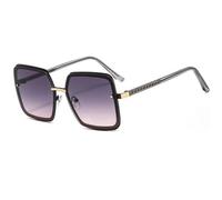 JUJNTNT Oversized Square Sunglasses for Women Retro Geometric Metal Frame Trendy Shades UV400 Protection Dark Lens Stylish