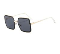 JUJNTNT Oversized Square Sunglasses for Women Retro Geometric Metal Frame Trendy Shades UV400 Protection Dark Lens Stylish