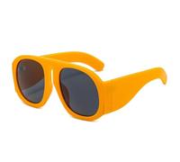 JUJNTNT Oversized Sunglasses for Women,Steampunk Big Frame Gradient Lens Eyeglass(C16Yellow-Black)