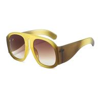 JUJNTNT Oversized Sunglasses for Women,Steampunk Big Frame Gradient Lens Eyeglass(C2Yelllow-Brown)