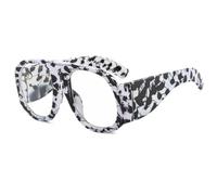 JUJNTNT Oversized Sunglasses for Women,Steampunk Big Frame Gradient Lens Eyeglass(Flower-Clear)
