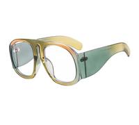 JUJNTNT Oversized Sunglasses for Women,Steampunk Big Frame Gradient Lens Eyeglass(Green-Clear)