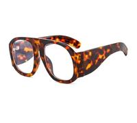 JUJNTNT Oversized Sunglasses for Women,Steampunk Big Frame Gradient Lens Eyeglass(Leopard-Clear)