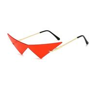 JUJNTNT Oversized Triangle One Piece Women Sunglasses Vintage Rimless Clear Ocean Lens Fashion Men Cat Eye(Golden red)