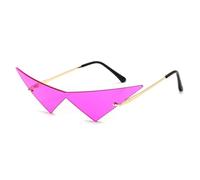 JUJNTNT Oversized Triangle One Piece Women Sunglasses Vintage Rimless Clear Ocean Lens Fashion Men Cat Eye(Golden purple)