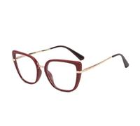 JUJNTNT Retro Cat Eye Women Glasses Frame Thin Face Flat Mirror Clear Trend(Red)