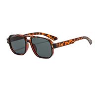 JUJNTNT Retro Double Beam Square Women Sunglasses Luxury Leopard Outdoor Versatile Trend Men Uv400(leopard black)