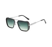 JUJNTNT Retro Double Bridge Square Sunglasses for Men Women Metal Frame Tinted Lens Eyewear with Adjustable Nose Pads Curve