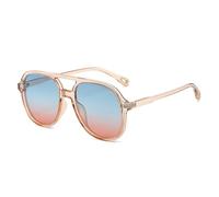 JUJNTNT Retro Double Bridges Men Sunglasses Classic Women Gradient Shades Uv400 Trending Driving(Champagne blue pink)