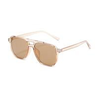 JUJNTNT Retro Double Bridges Square Women Sunglasses Fashion Gradient Shades Uv400 Men(Champagne tea)