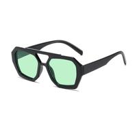 JUJNTNT Retro Double Bridges Sunglasses for Women Men Clear Ocean Lens Trending Polygon Uv400(7)