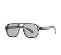 JUJNTNT Retro Double Bridges Sunglasses for Women Men Gradient Uv400 Rivets(Grey stripe gray)