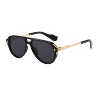 JUJNTNT Retro Double Bridges Women Luxury Sunglasses Fashion Rivets Men Shades Uv400 Trending Outdoor Sports(Black golden gray)