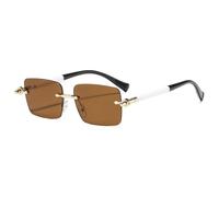 JUJNTNT Retro Frameless Gradient Square Women Sunglasses Contrast Color Frame Trendy All Match Men Casual Glasses Uv400(golden tea)