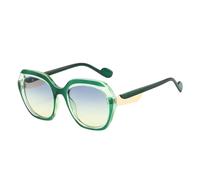 JUJNTNT Retro Leopard Gradient Oval Women Sunglasses Luxury Color Matching Frame Fashion Trend Men Uv400(green blue)