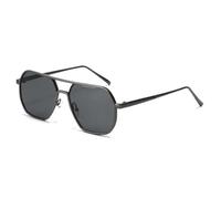 JUJNTNT Retro Metal Double Bridges Polygon Sunglasses for Women Men Uv400 Trending(Gun grey)