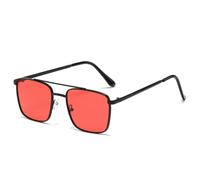 JUJNTNT Retro Metal Double Bridges Sunglasses for Women Men Clear Ocean Gradient Lens Uv400(4)