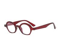 JUJNTNT Retro Oval Glasses Personality Jelly Color Frame Prevent Unisex(wine red)