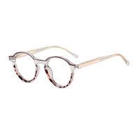 JUJNTNT Retro Oval Women Double Color Glasses Frames Men Clear Frame(Coffee clear leopard)