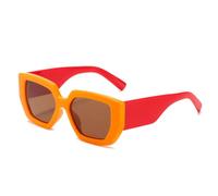 JUJNTNT Retro Oversized Cat Eye Women Sunglasses Fashion Wide Legs Shades Uv400 Men Colorful(Orange red tea)