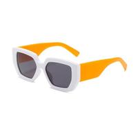 JUJNTNT Retro Oversized Cat Eye Women Sunglasses Fashion Wide Legs Shades Uv400 Men Colorful(White orange gray)