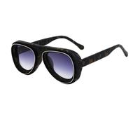 JUJNTNT Retro Oversized Square Sunglasses for Women Men Black Thick Frame with Gold Metal Trim Trendy Fashion Sun Glasses Vintage St