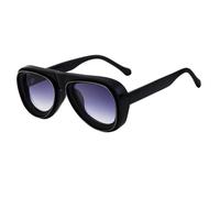 JUJNTNT Retro Oversized Square Sunglasses for Women Men Black Thick Frame with Gold Metal Trim Trendy Fashion Sun Glasses Vintage St