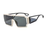 JUJNTNT Retro Oversized Sunglasses for Women Men Hollowing Out Frame Uv400(Beige Grey)