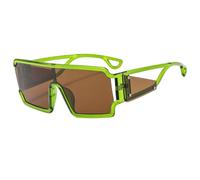 JUJNTNT Retro Oversized Sunglasses for Women Men Hollowing Out Frame Uv400(Green Brown)