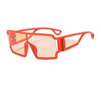 JUJNTNT Retro Oversized Sunglasses for Women Men Hollowing Out Frame Uv400(Orange Tea)