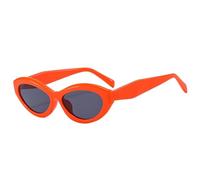 JUJNTNT Retro Polygon Small Cat Eye Sunglasses for Women Oval Uv400(Orange gray)