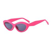 JUJNTNT Retro Polygon Small Cat Eye Sunglasses for Women Oval Uv400(Rose pink gray)