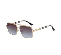 JUJNTNT Retro Square Sunglasses for Men Metal Frame Fashion Sunglasses Double Bridge Sun Glasses Stylish Outdoor Eyewear with Comfortable Nose Pads for Travel Shopping Driving,C4,One size
