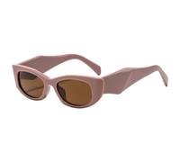JUJNTNT Retro Tortoise Shell Cat Eye Women Sunglasses Personality Irregular Frame Casual Versatile Men Glasses Uv400(pink tea)