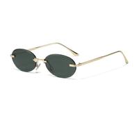 JUJNTNT Stylish and High-end Borderless Retro Oval Glasses Are Versatile Sunglasses for Both Men and Women's Street Style(Dark green)