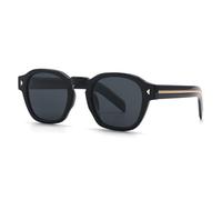 JUJNTNT Vintage Chunky Rounded Square Sunglasses for Men Women Classic Retro Geometric Black Frame UV400 Protection Eyewear with Gold Stripe Temples,C1,One size