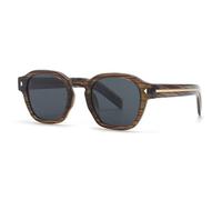 JUJNTNT Vintage Chunky Rounded Square Sunglasses for Men Women Classic Retro Geometric Black Frame UV400 Protection Eyewear with Gold Stripe Temples,C4,One size