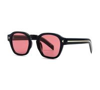 JUJNTNT Vintage Chunky Rounded Square Sunglasses for Men Women Classic Retro Geometric Black Frame UV400 Protection Eyewear with Gold Stripe Temples,C5,One size