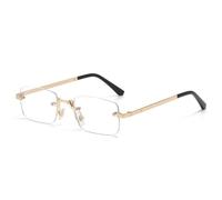JUJNTNT Vintage Rimless Rectangular Sunglasses for Women Men Frameless Tinted Lens Sun Glasses Gold Metal Temples UV400 Protection Small Square Chic Eyewear Accessory,C1,One size