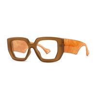 JUJNTNT Women Glasses Frame Luxury Clear Spring Hinge Wide Legs Men Polygon Frame(Orange)
