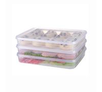 JUJOX Food Containers with Lids, Transparent Dumpling Storage Box PP Organizer Tray Fridge Food Holder Refrigerator Stackable Case for Vegetables Meat Dumplings 30 Pieces