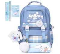 Juju GOODS Cinnamon Roll Kawaii Backpack - Cute Girls School Backpack - Blue, Cinnamon Roll - 4L, 16.5 x 12.5 x 5.1 inches
