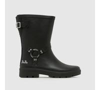 JUJU JELLIES Women's Ring Biker Wellie Boots in Black, Size: 4 UK 4