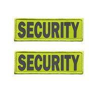JUJUPUPS Reflective Dog Patches 2 Pack Service Dog ，in Training， DO NOT PET Tags with Hook and Loop Patches for Vests and Harnesses (6x2 inch, Security)
